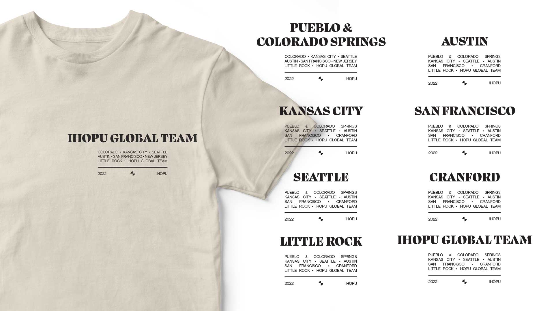 Front side of the shirt with other location variations